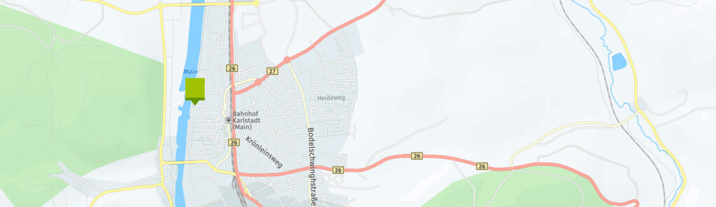 Stadtkarte mit Standortmarkierung des Restaurants Karlstadt am Main